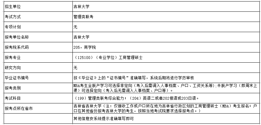 【MBA网报】吉林大学商学院2017级MBA研究生网上报名通知及注意事项